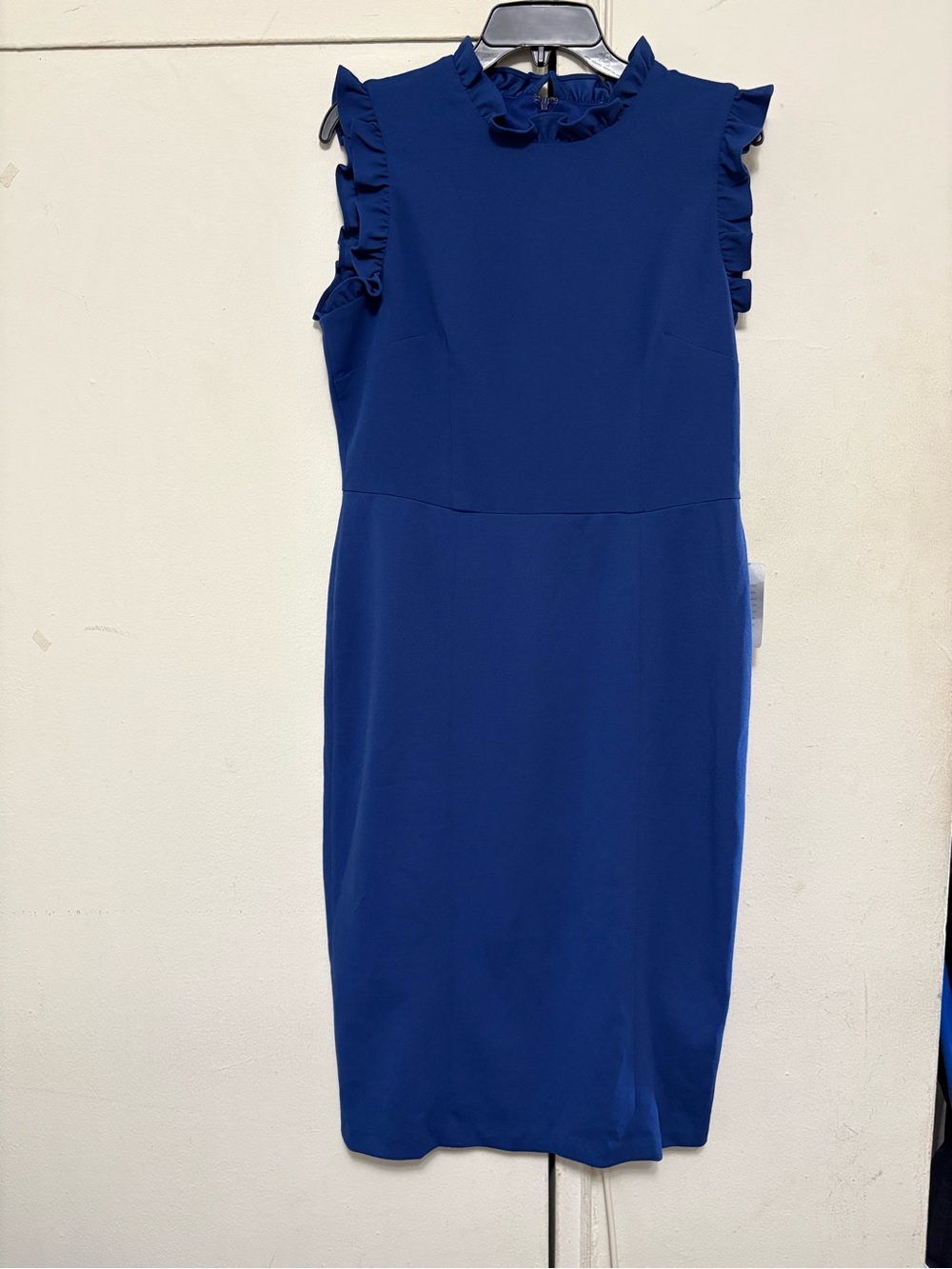 Maggy London Royal Blue Ruffle-Neck Sheath Dress